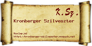 Kronberger Szilveszter névjegykártya